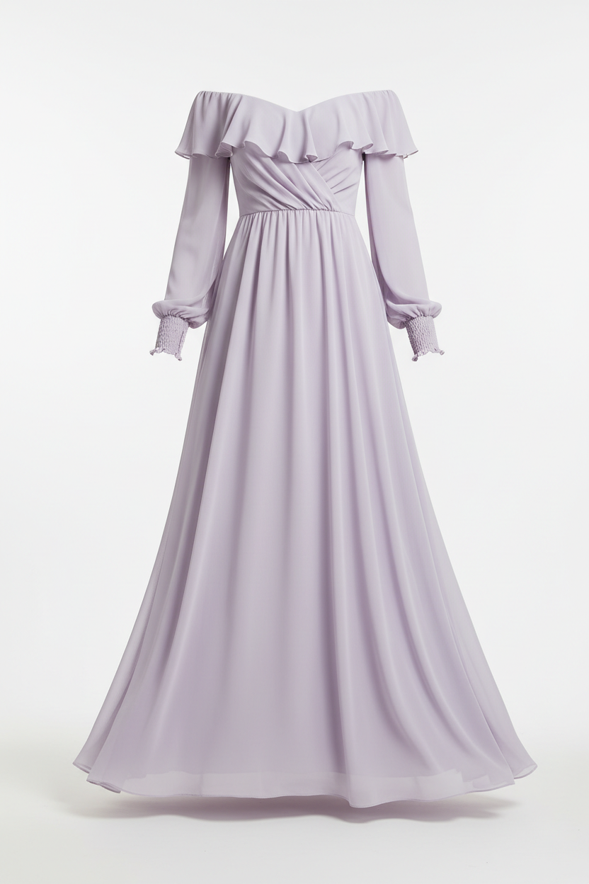 Robe longue fluide épaules dénudées pour femme